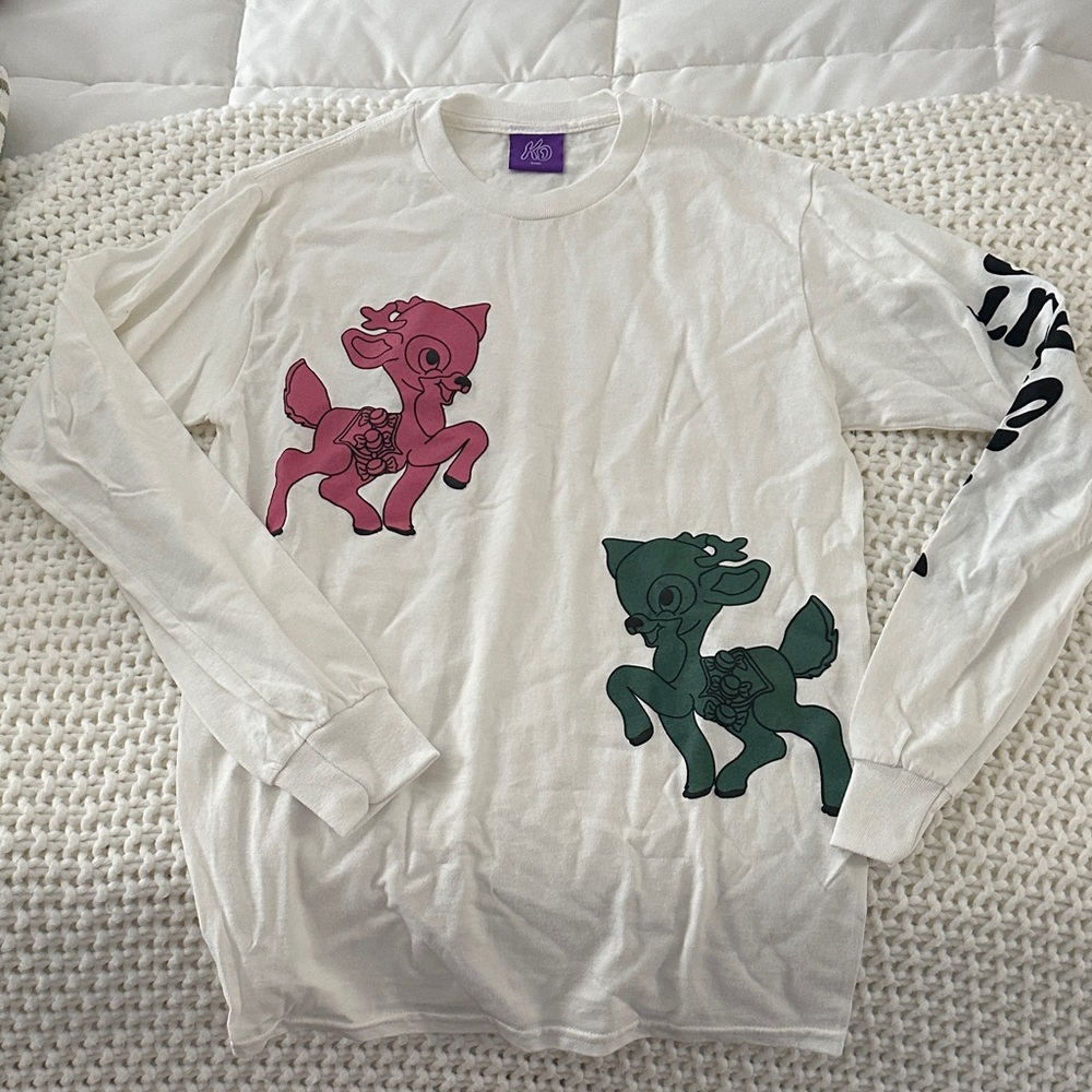 Men's Long Sleeve Shirt with Deer Print - Cream